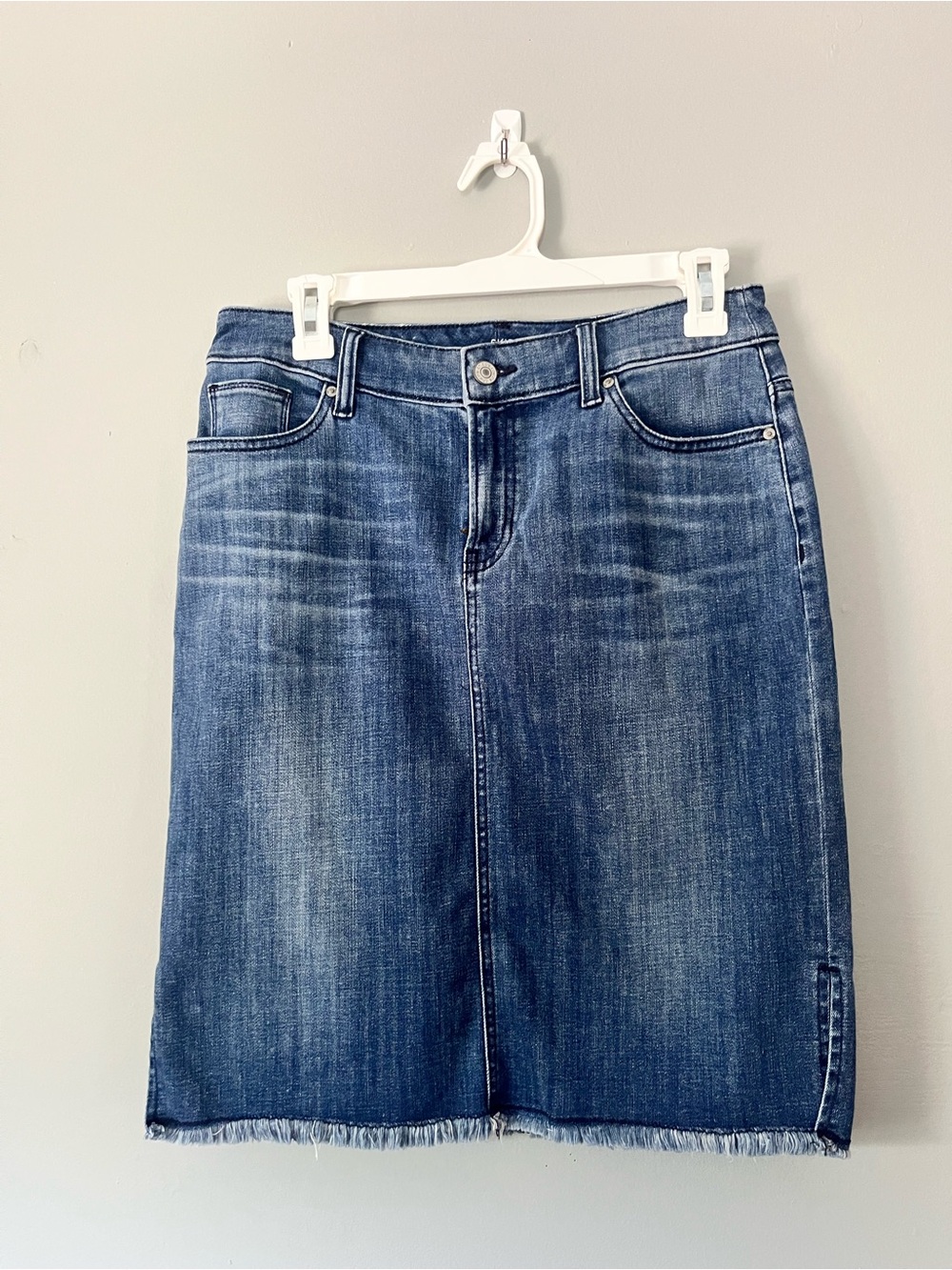 Chico's Blue Denim Straight Skirt